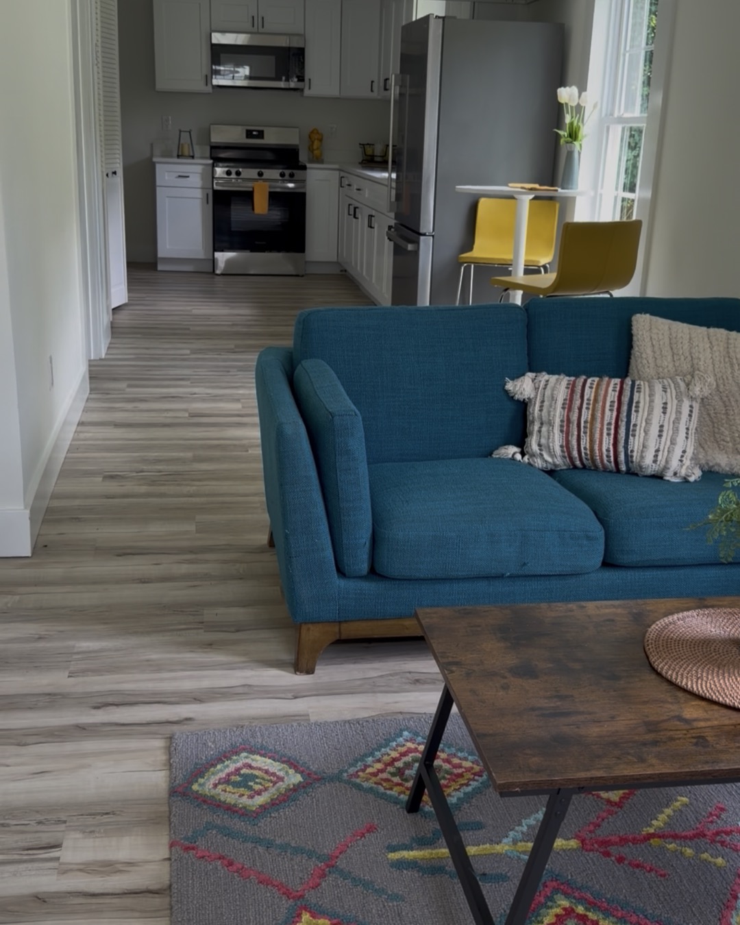 View from the front door into the living room
